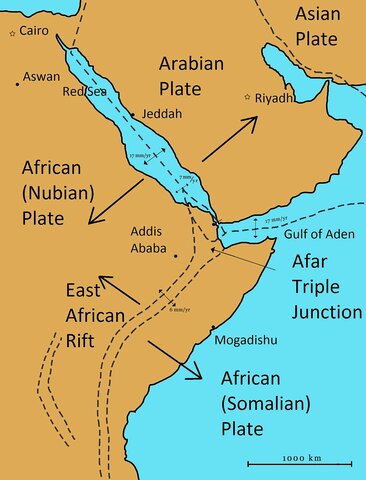 The Red Sea and the Great Rift Valley open up