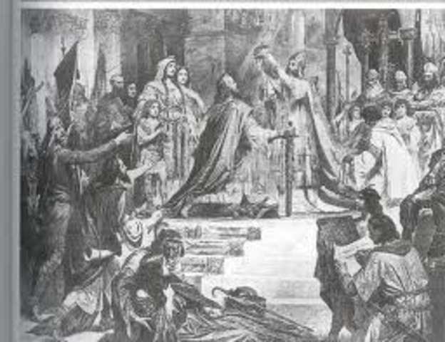 charlemagne is crowend as the holy emperor of rome