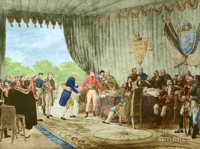 Napoleon sells the Louisiana territory to the United States.