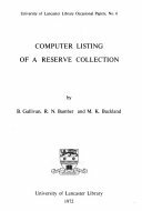 Livro: Computer Listing of a Reserve Collection