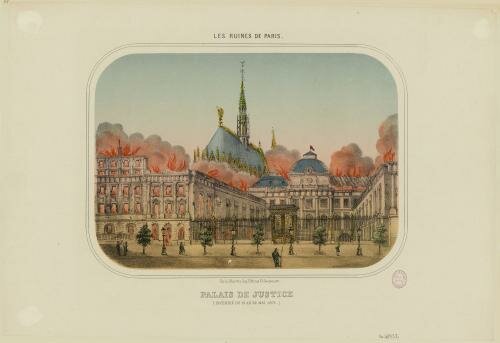 The Palais de Justice on fire