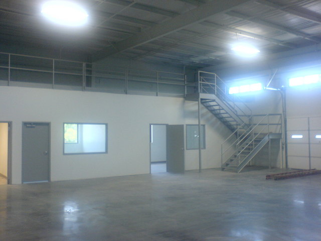 Mezzanine and stairs painted
