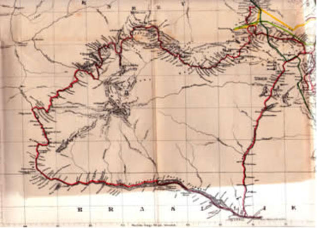 Schomburgk presenta al gobernador Henry Light de Guyana un "Minior and map"
