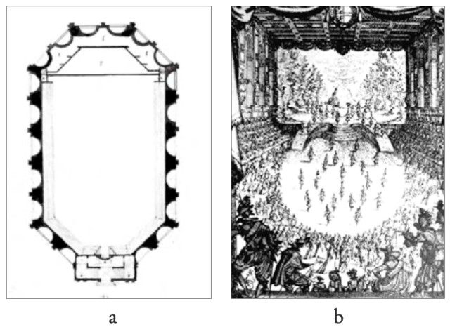 Teatro provisional en Palazzo Uffizi. Vasari y Buontalenti.