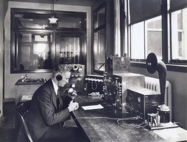 First commercial radio station broadcast