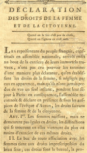 Publicació dels Drets de la dona i la ciutadana.