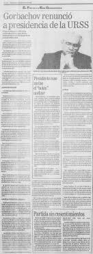 1991 renuncia de Gorbachov al frente de la Unión Soviética la URSS se desmantela