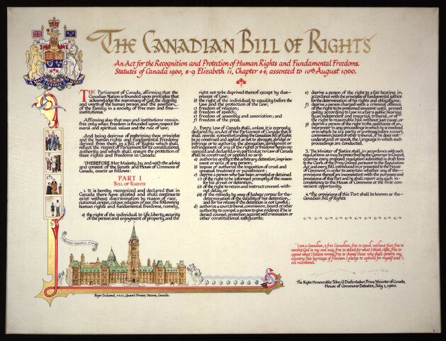 Approval of the Canadian Bill of Rights.