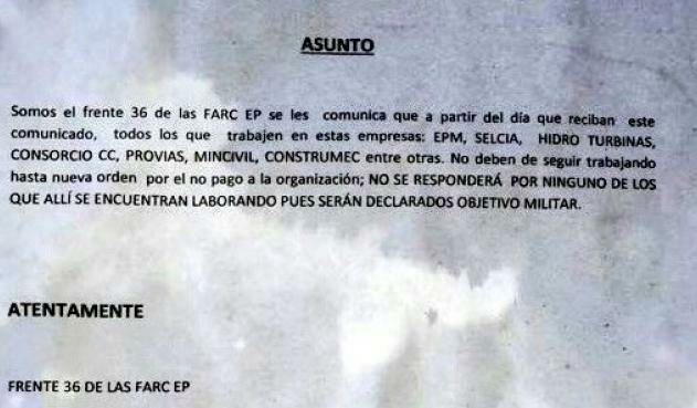 Temor por hostigamientos paramilitares