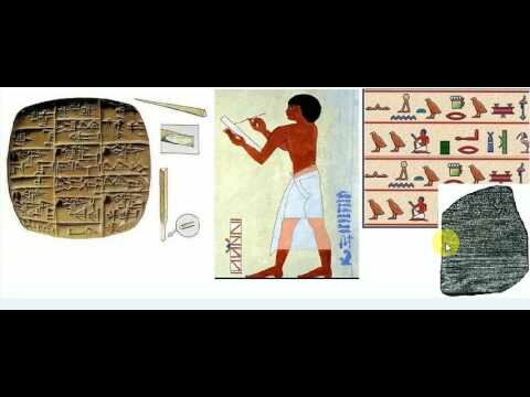 Escritura cuneiforme y  jeroglífica.