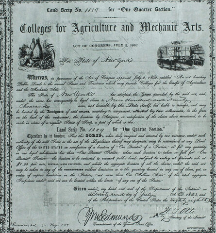 Morrill Act of 1862, (the Land Grant Act)