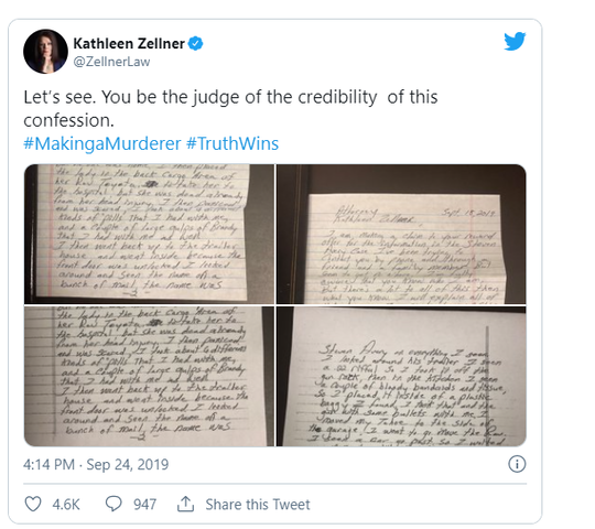 Inmate Joseph Evans Jr. writes letter to Kathleen Zellner confessing to Teresa Halbach's murder
