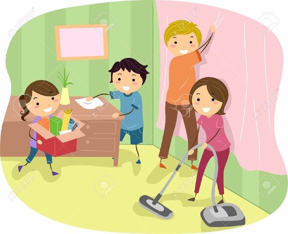 Aprendiendo  labores domésticas en familia