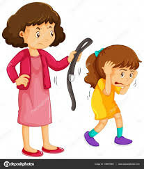 Recibiendo castigo al no obedecer a mi madre.