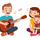 Feliz linda familia mama papa hijo hija tocar guitarra 97632 2253