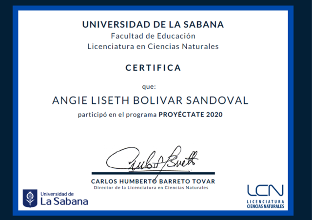 Certificado Sabana