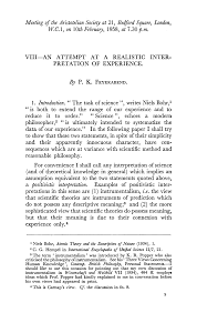 An Attempt at a Realistic Interpretation of Experience