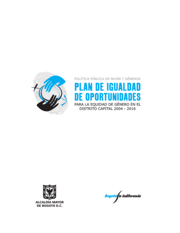 ACUERDO 091 DE 2003 Plan de igualdad de oportunidades para la equidad de género en el Distrito Capital