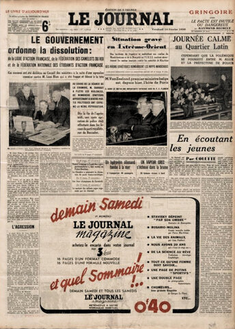 Première publication du journal