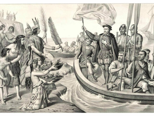 Hernán Cortés llega a la costa mexicana