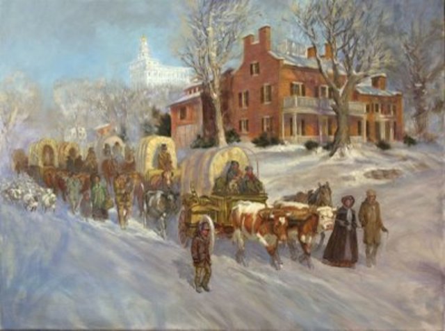 Majority of Mormons in Nauvoo leave with Brigham Young to emigrate west. Arrive in Great Salt Lake Valley