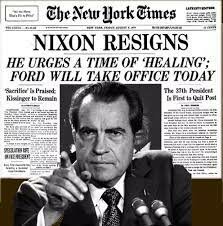 president Richard Nixon resigns to avoid impeachment