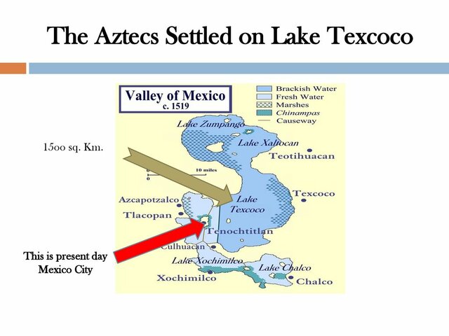 The Aztec settled at Lake Texcoco