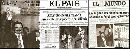 El Partido Popular gana en las elecciones generales por mayoría simple y José María Aznar se convierte en presidente del Gobierno.