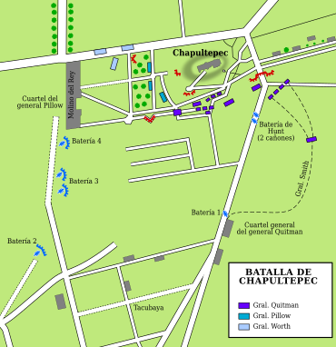 llegada al castillo de Chapultepec