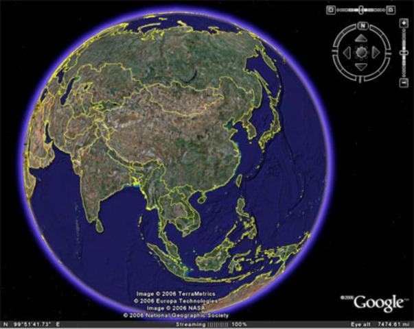 Se lanza el programa Google Earth.