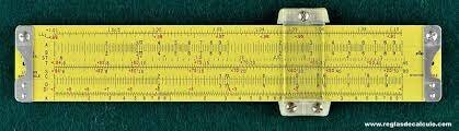 The calculation rule consisted of two graduated rules that slide one over the other