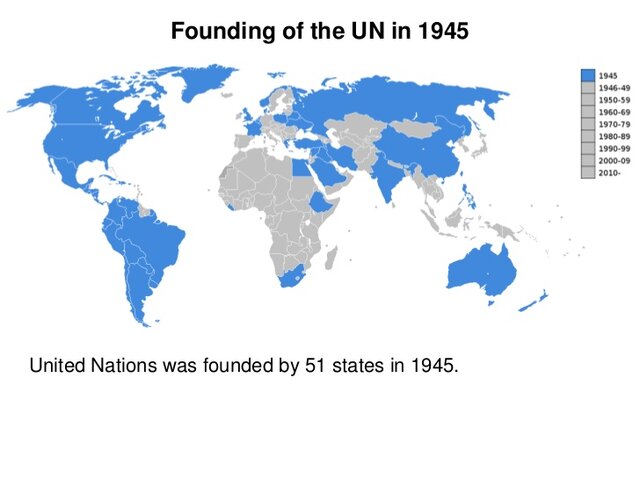 United Nations created with 51 founding nations