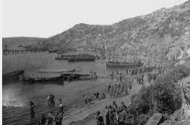Allied forces land on the Gallipoli Peninsula of the Ottoman Empire.