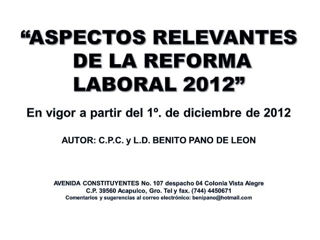 LA REFORMA LABORAL DE 2012.
