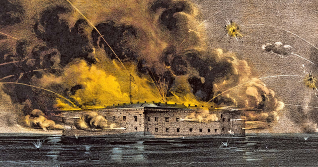 Confederate forces fire on Fort Sumter