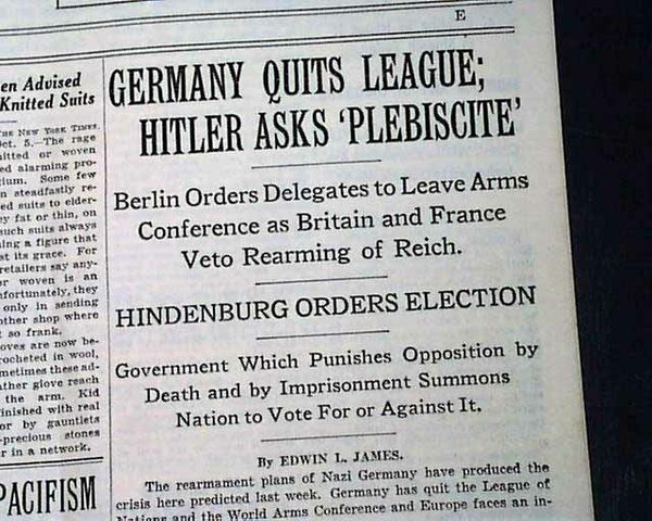 Germany leaves the League of Nations