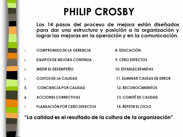 Los 14 pasos de la calidad de Crosby