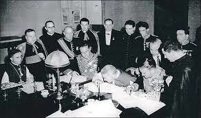 Firma del Concordato con el Vaticano y de los Acuerdos con Estados Unidos.