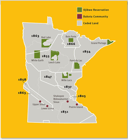 Ojibwe cede land north of 1805 secession and the Dakota Cede all land east of the Mississippi River