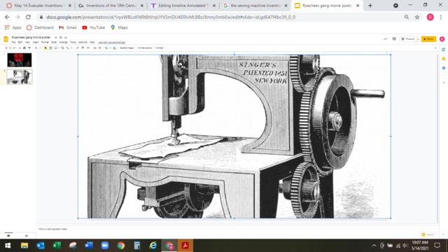 The sewing machine.