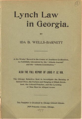 Publication of “Lynch Law in all its Phases” by Ida B. Wells
