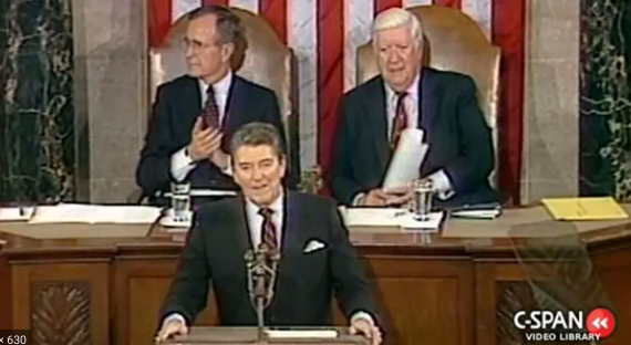 Reagan delivers his first State of the Union