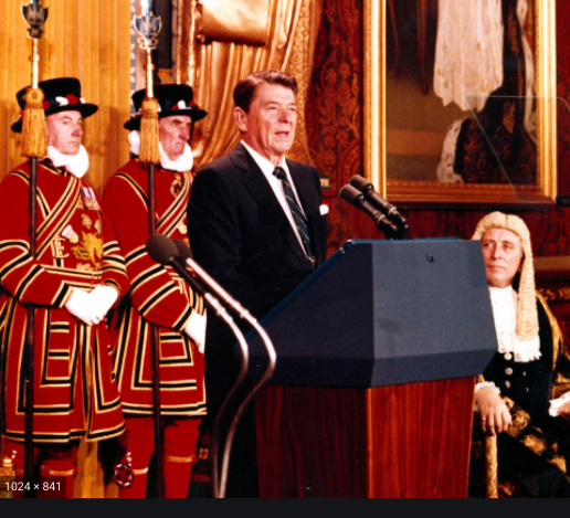 Reagan addresses Parliament in England