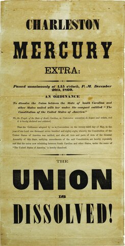 South Carolina votes to secede from the United States