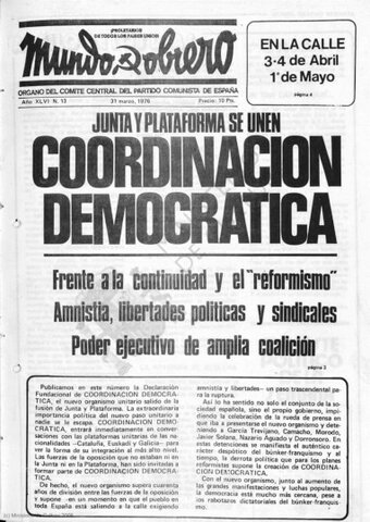 Creación de la Plataforma de Convergencia Democrática.