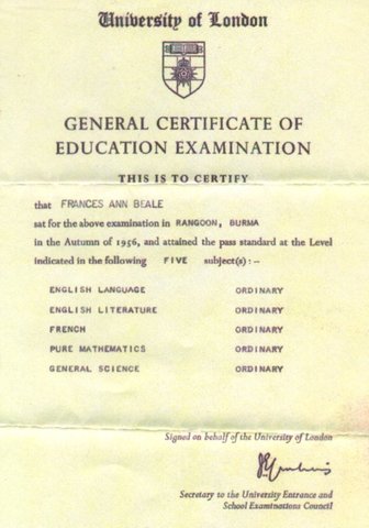 General Certificate of Education introduced