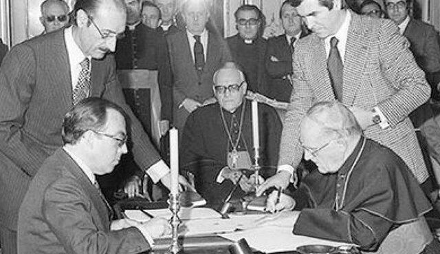 Firma del Concordato con el Vaticano y de los Acuerdos con Estados Unidos.