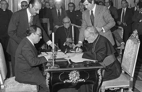 Firma del Concordato con el Vaticano y de los Acuerdos con Estados Unidos.
