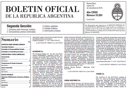 Art. 2 de la LEY N.º 11.687 PUBLICAR UN AVISO