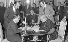 Firma del Concordato con el Vaticano y de los Acuerdos con Estados Unidos.